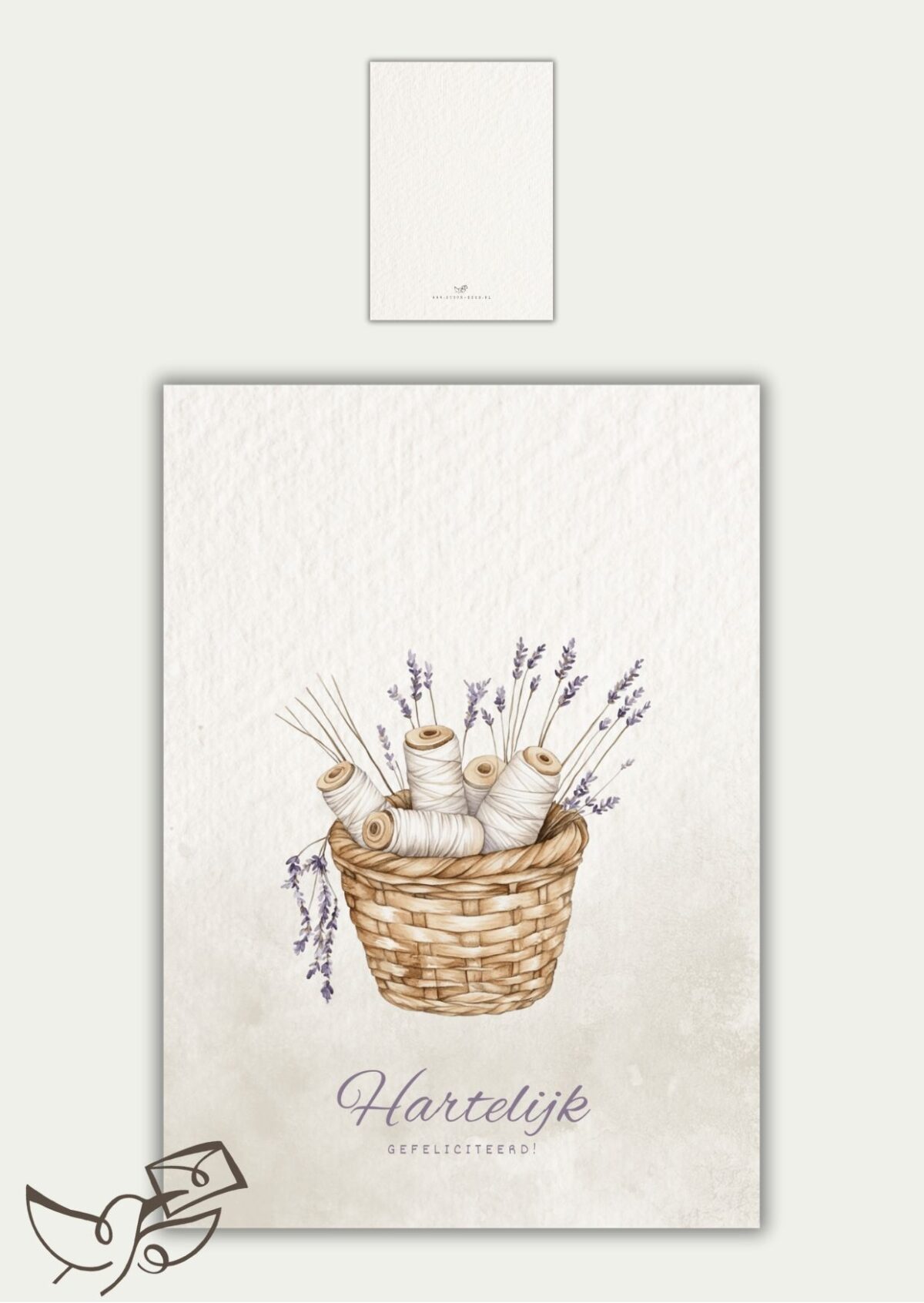 Gefeliciteerd kaart mandje met garen