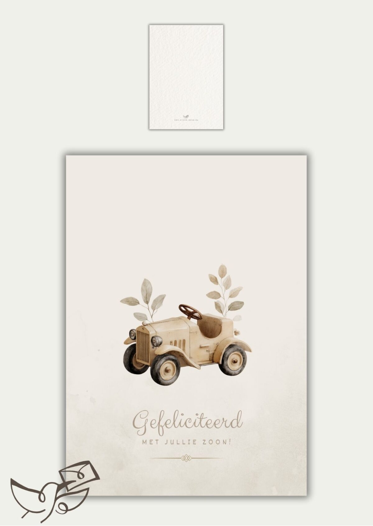 Kaart gefeliciteerd zoon auto