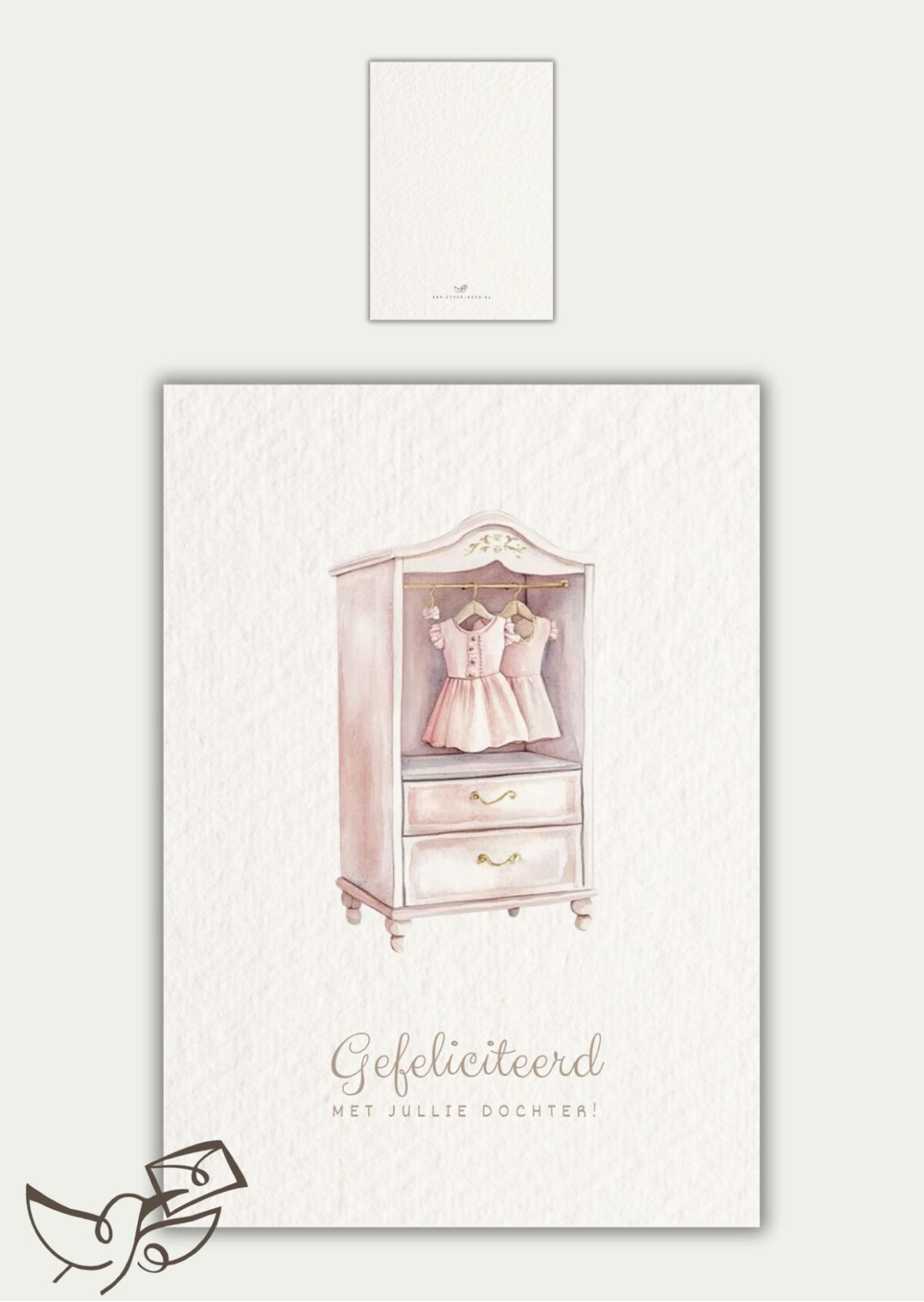 Kaart geboorte dochter roze kast