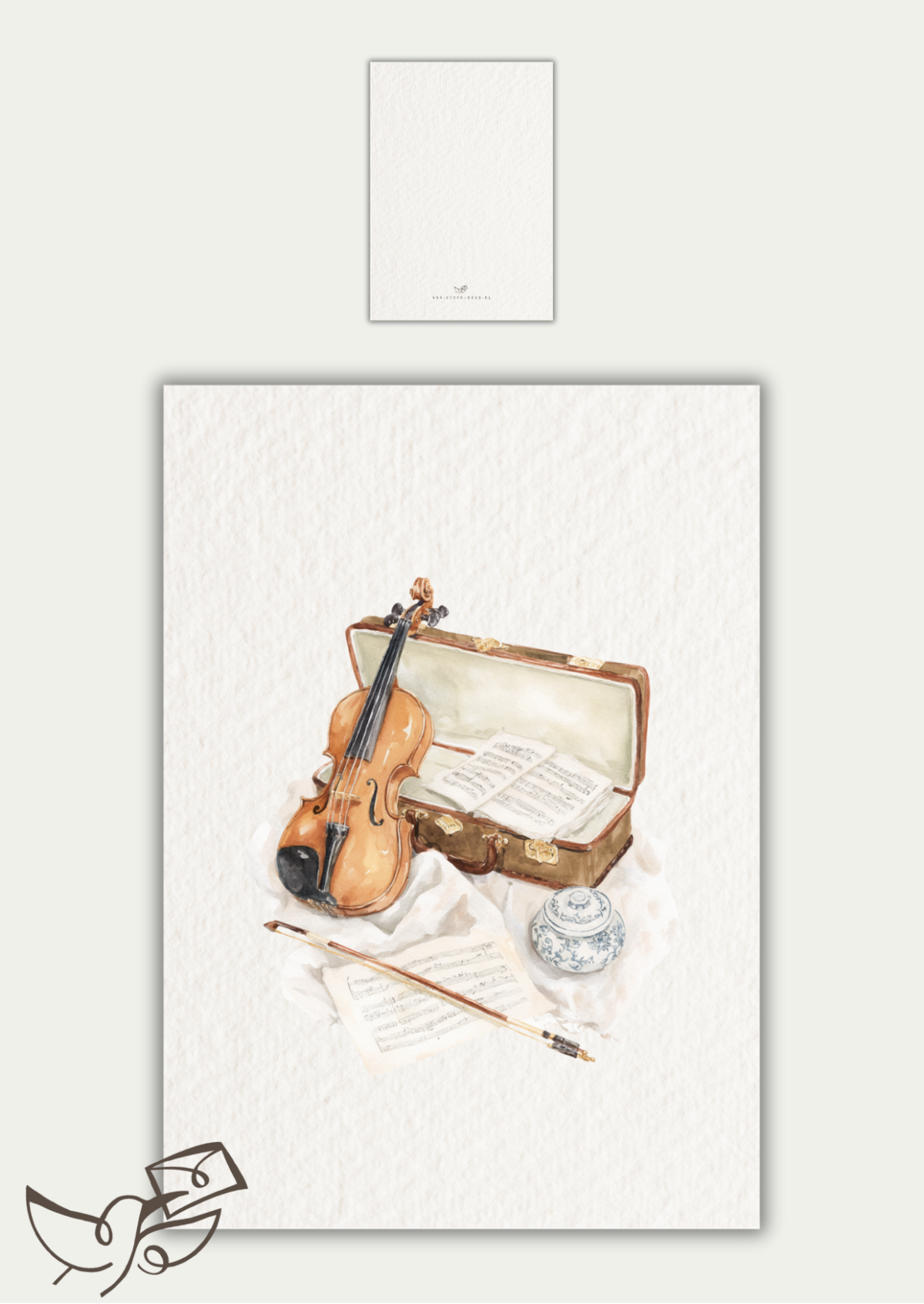 Kaart blanco viool met koffer