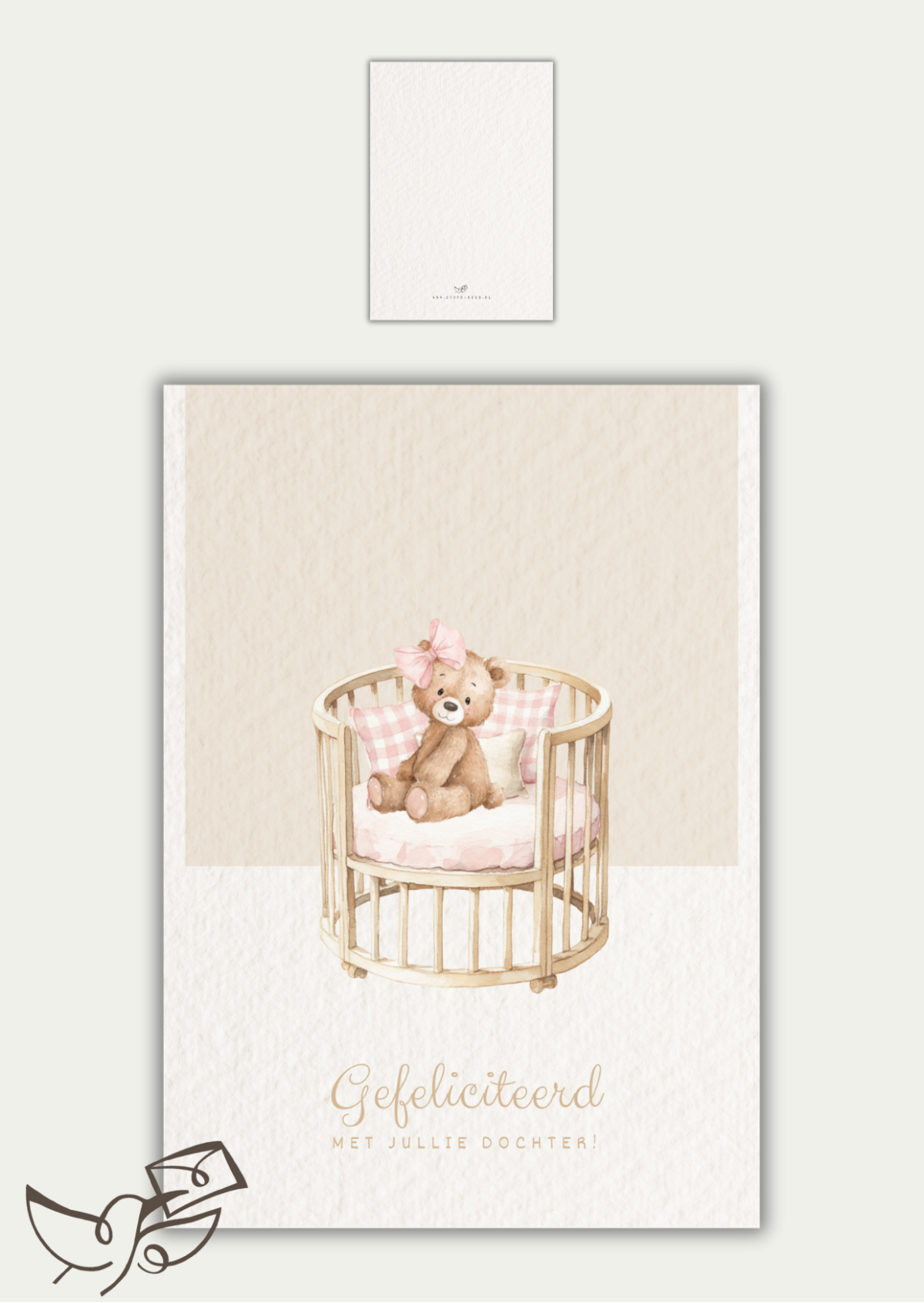 Kaart geboorte dochter beertje in box