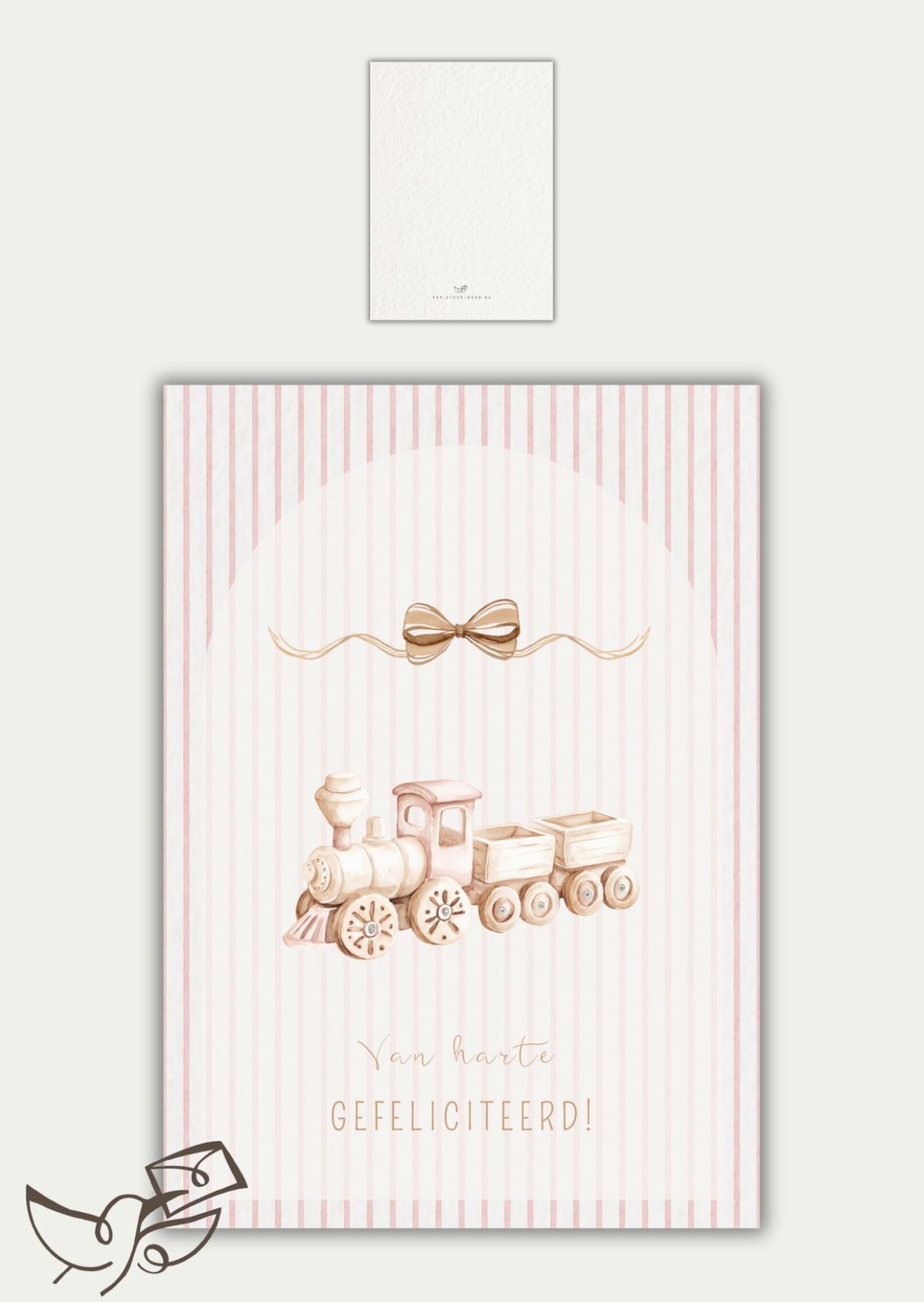 Kaart geboorte meisje trein roze
