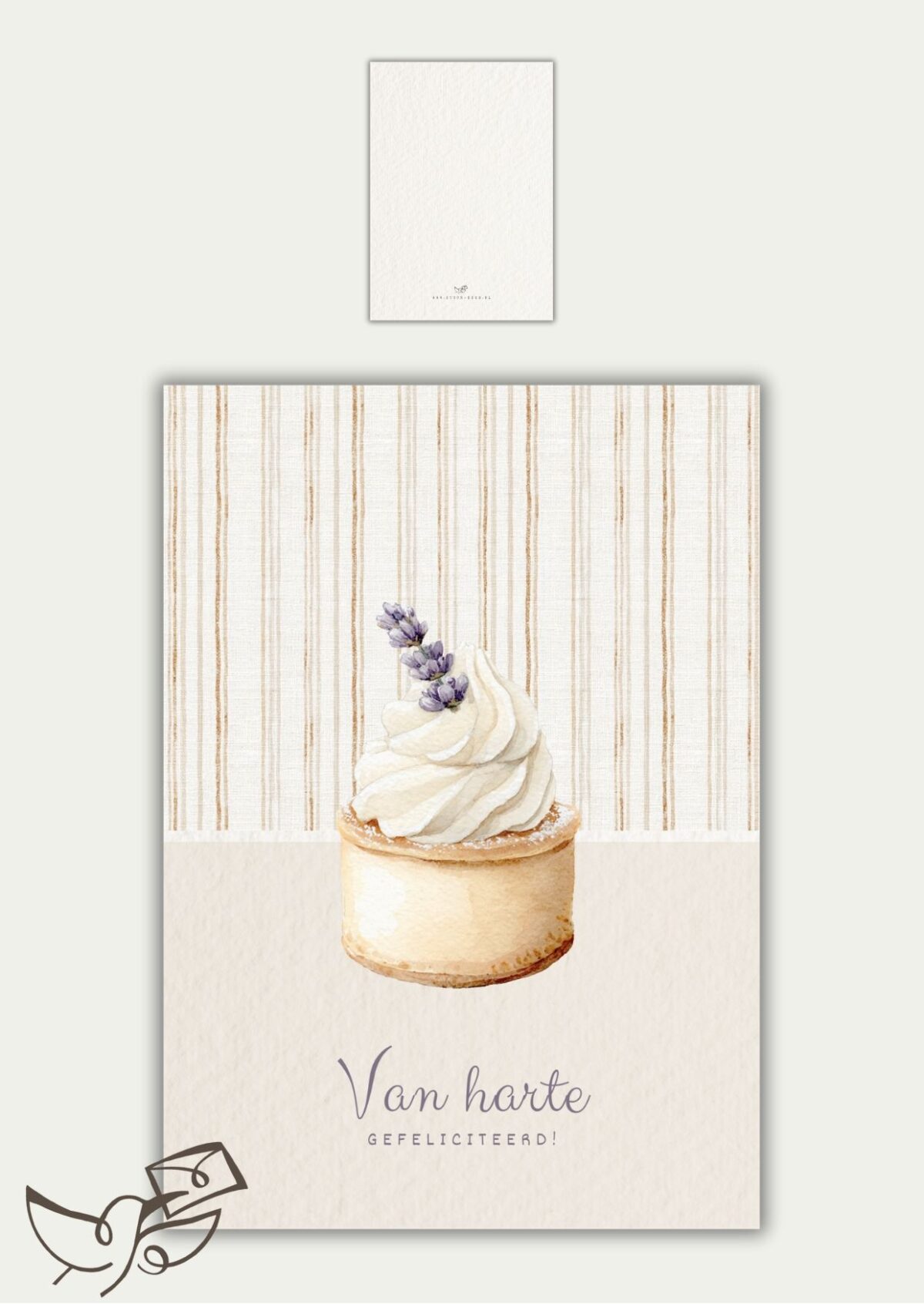 Kaart gefeliciteerd gebakje lavendel