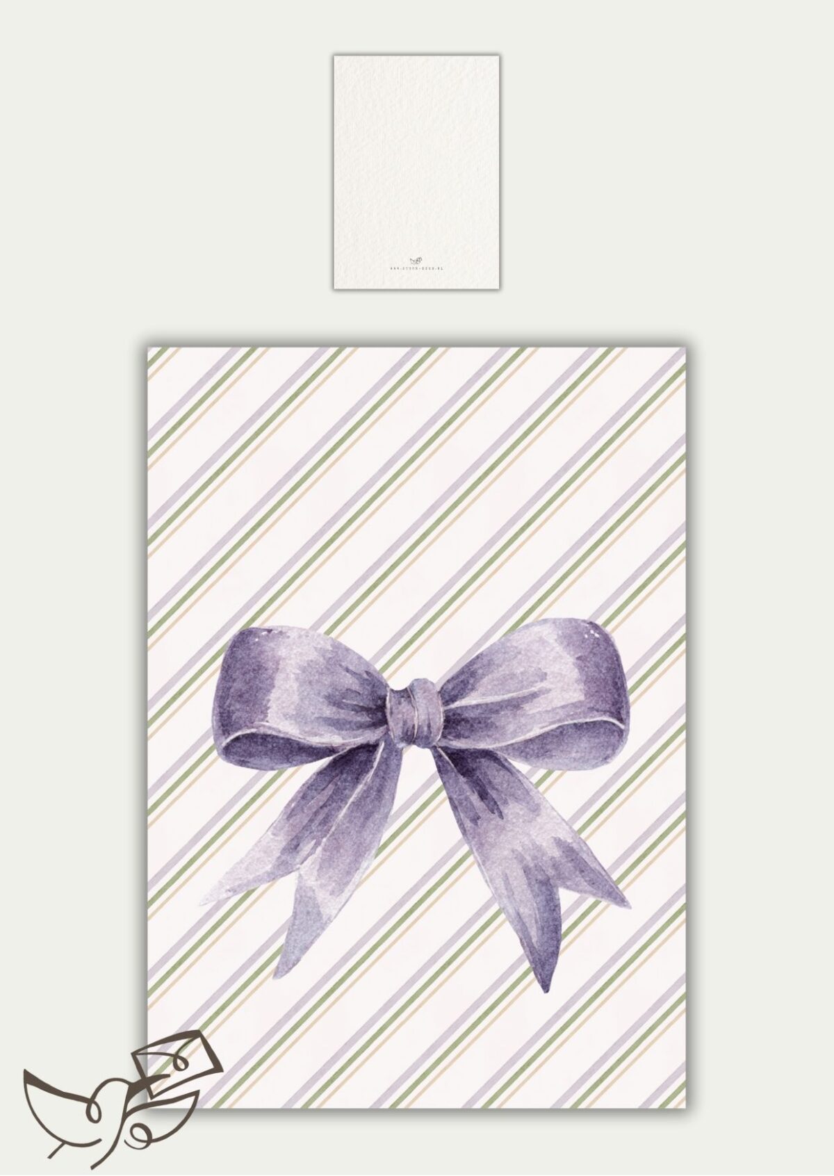 Kaart blanco strik paars strepen