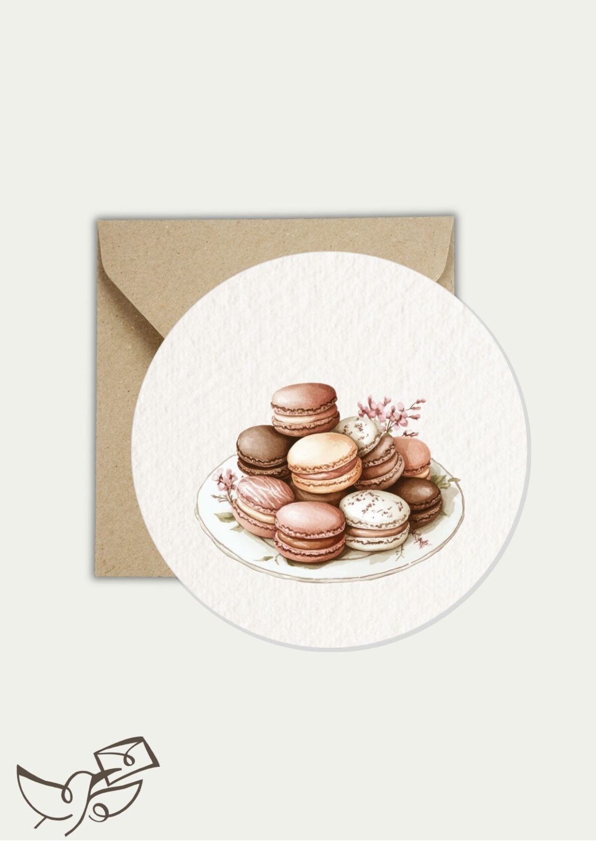 Ronde kaart blanco macarons (nieuwe papiersoort, glad en glanzend)