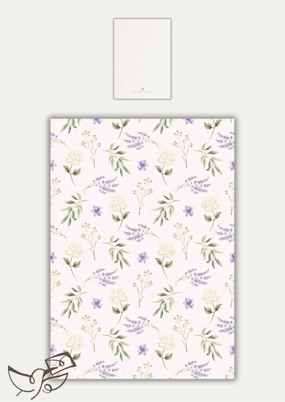 Kaart blanco bloemetjes dessin