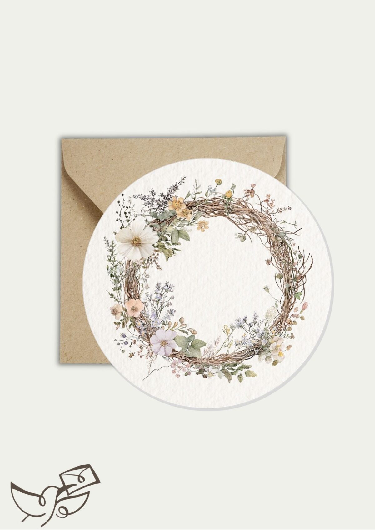 Ronde kaart blanco krans (nieuwe papiersoort, glad en glanzend)