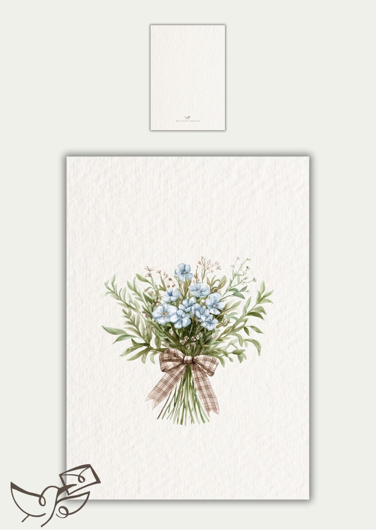 Kaart blanco bos bloemen geruite strik