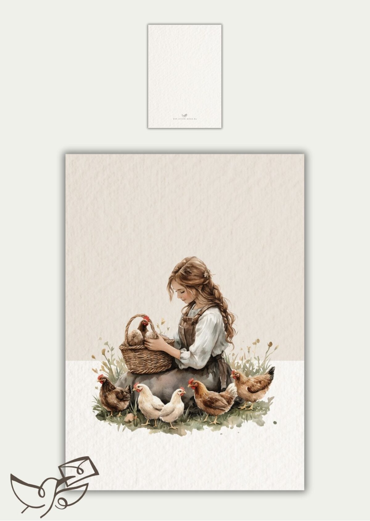 Kaart blanco meisje kippen