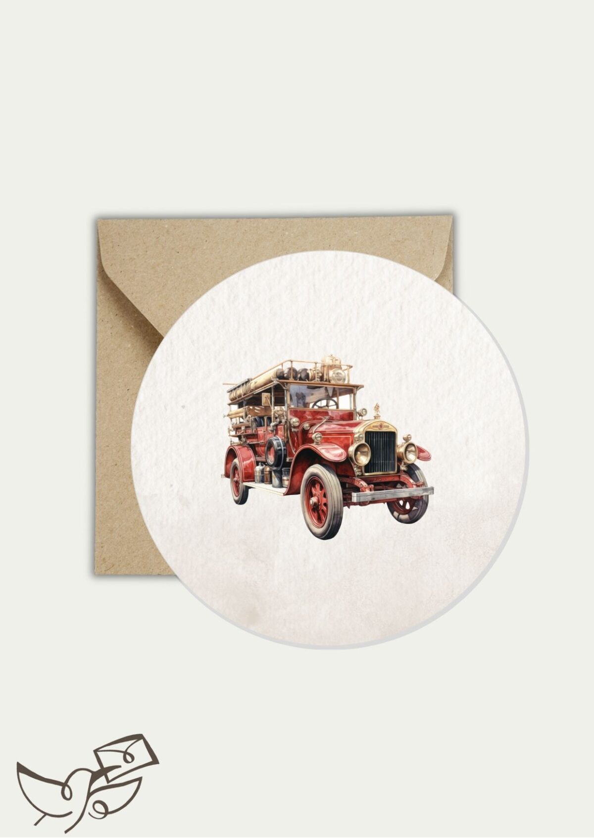 Ronde kaart blanco brandweerwagen (nieuwe papiersoort, glad en glanzend)