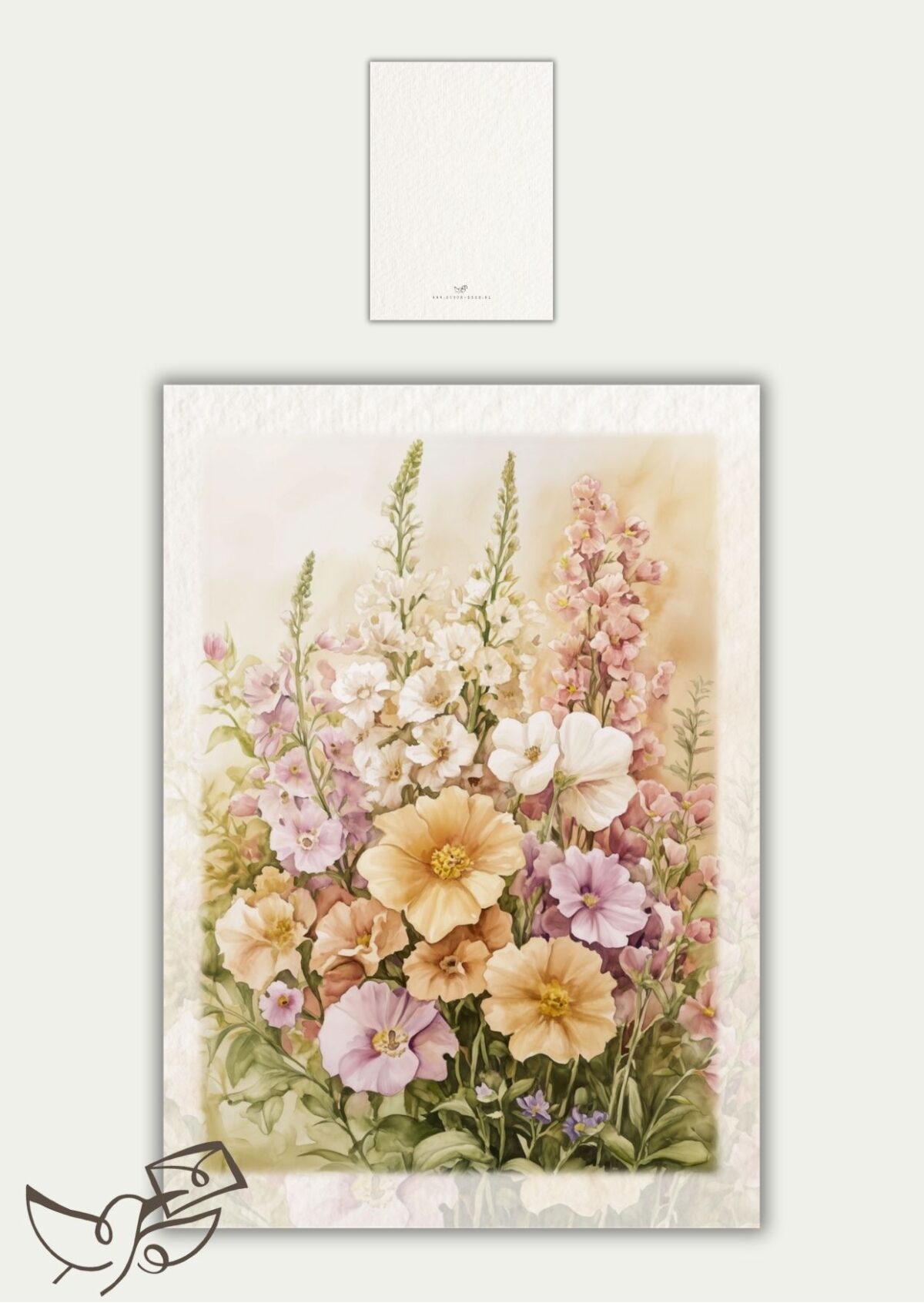 Vintage bloemen roze, oranje en crème