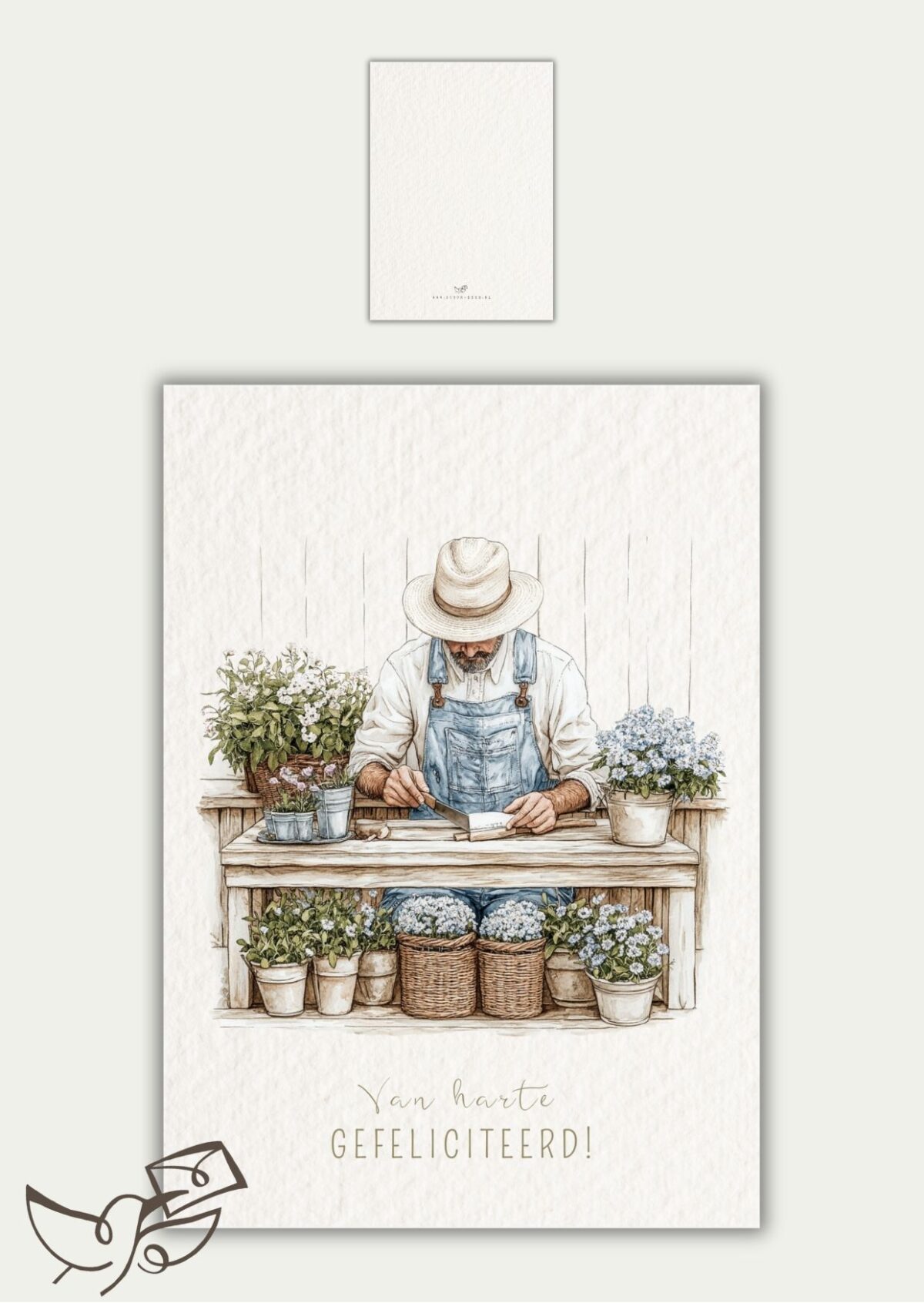 Gefeliciteerd man tussen de bloemen