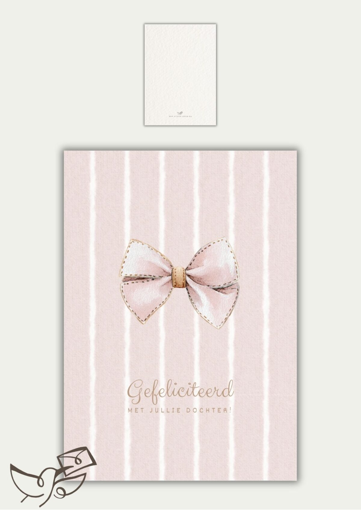 Geboorte dochter roze strik gestreept