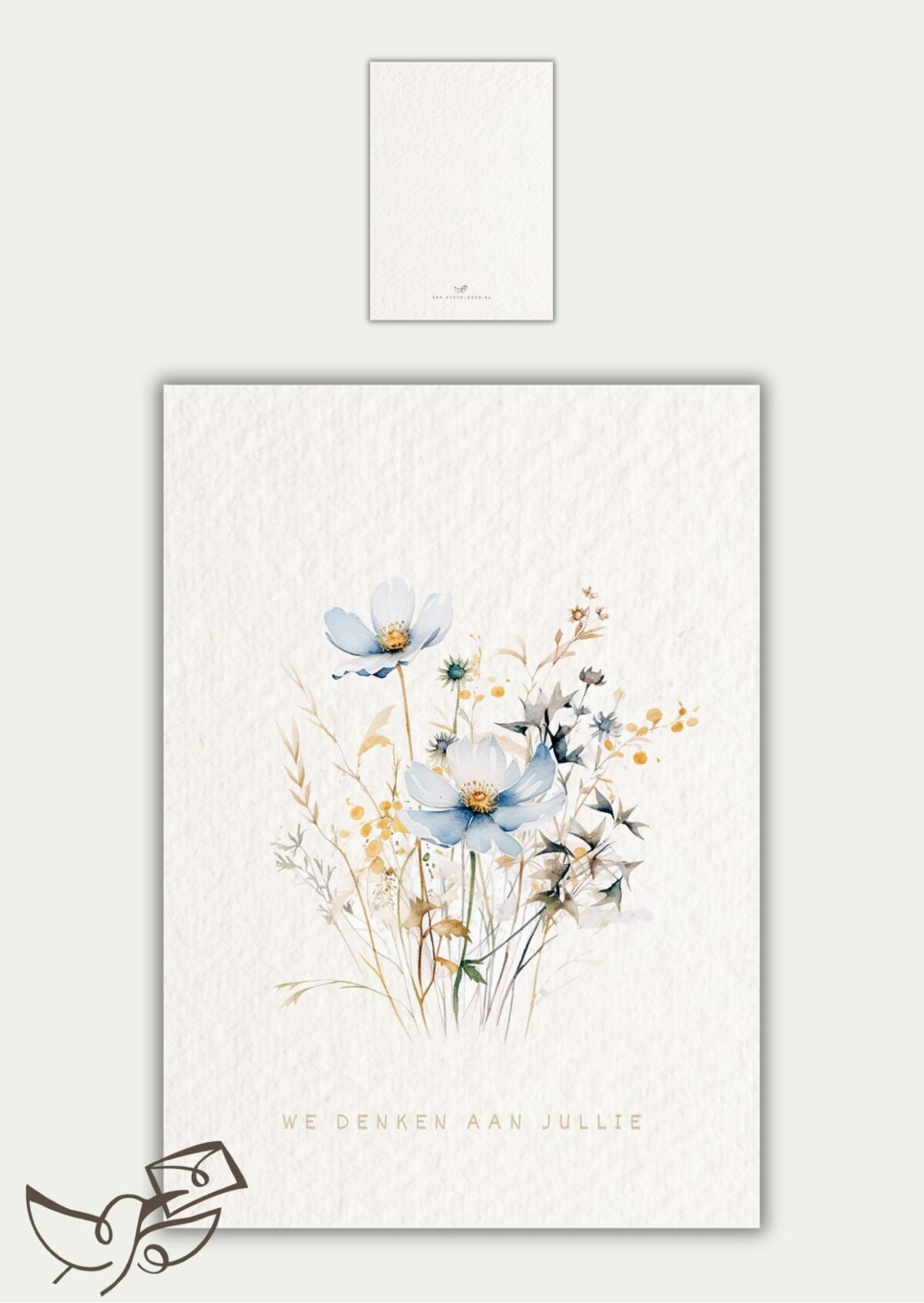 We denken aan jullie blauwe bloemen