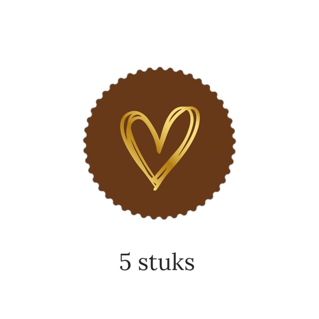 Cadeausticker hartje bruin gekarteld